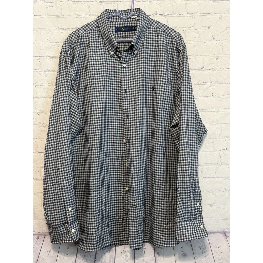Polo Ralph Lauren Mens Classic Fit Button Down Shirt XXL Blue Preppy Old Money